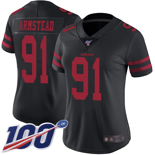 San Francisco 49ers Limited Black Women Arik Armstead Alternate NFL Jersey #91 100th Season Vapor Untouchable->youth nfl jersey->Youth Jersey